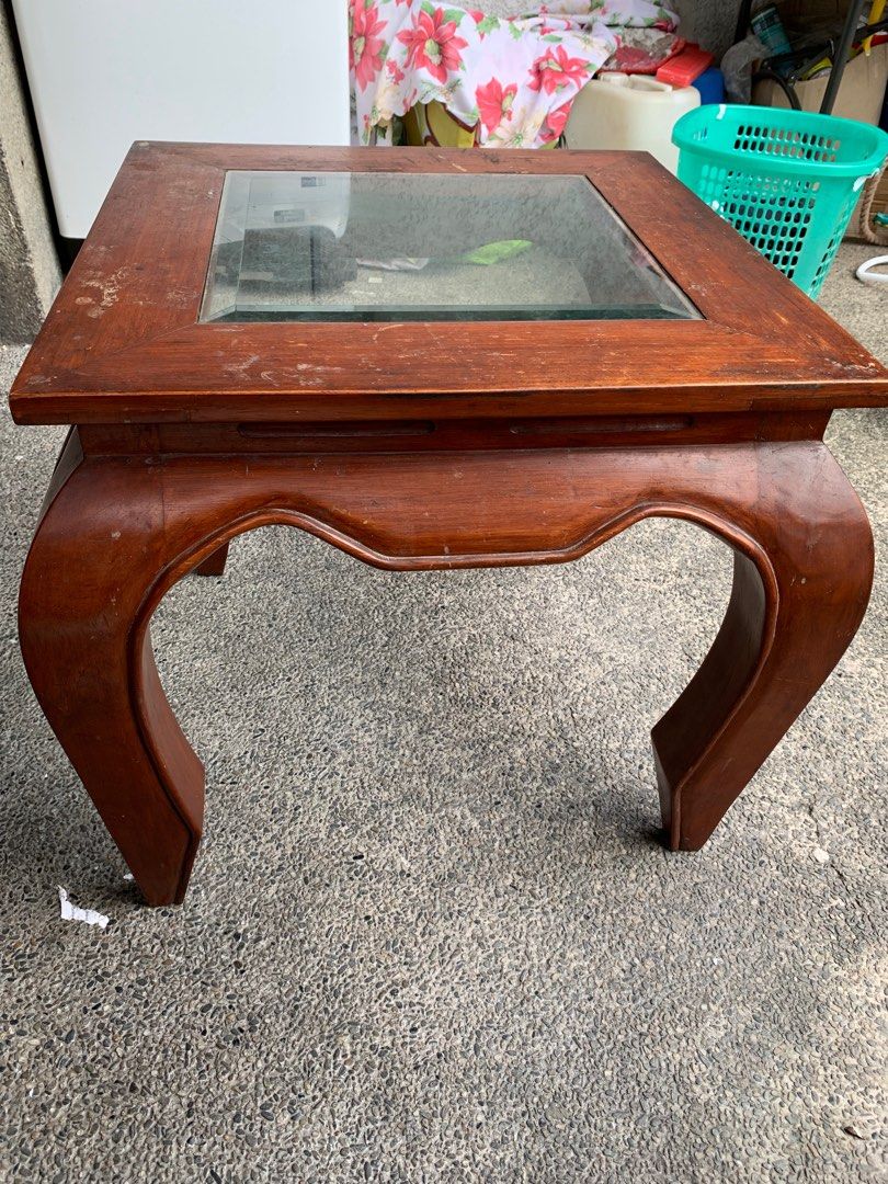 Solid Narra Coffee table / Side table with Beveled glass, Furniture