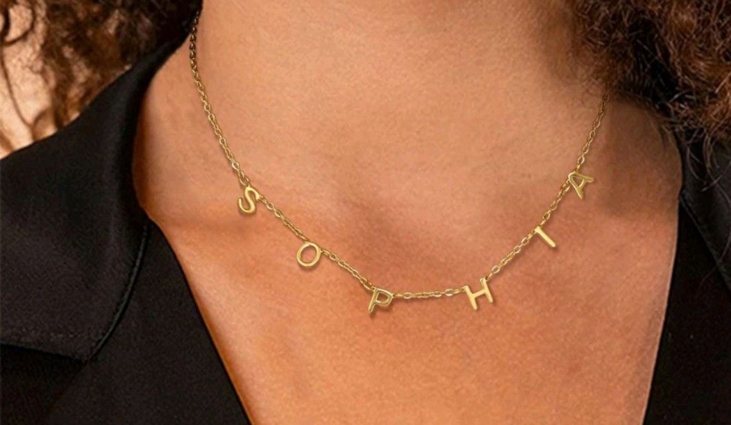 Gold stainless steel name necklace cheap
