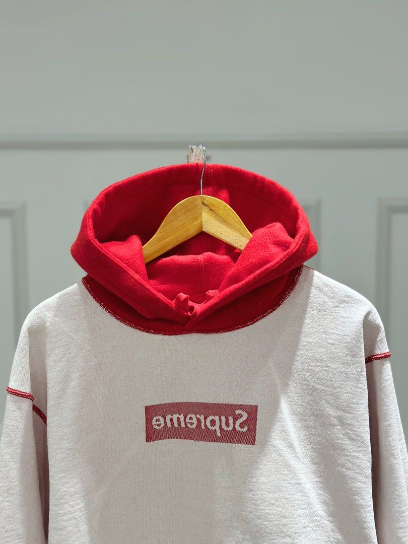 Inside Out Box Logo Hooded Sweatshirt Red
