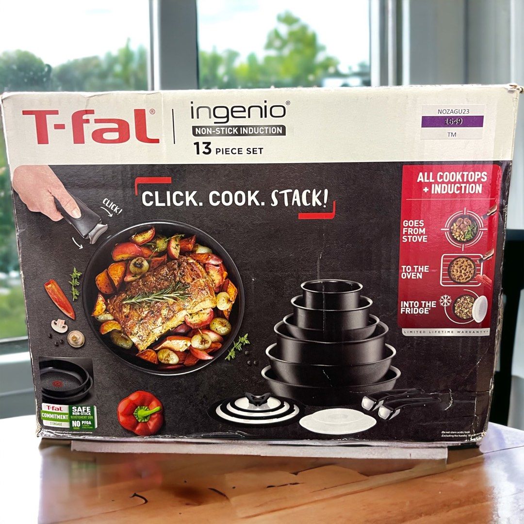  T-fal Ingenio Nonstick Cookware Set 13 Piece Induction Oven  Broiler Safe 500F Cookware, Pots and Pans, Oven, Broil, Dishwasher Safe,  Onyx Black: Home & Kitchen