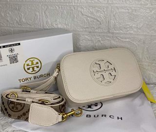 Tory Burch Cassia - Genuine Leather - Britten Large Zip Pouch- Bright Yellow