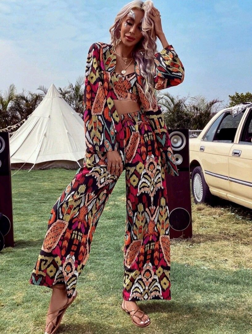 Boho Flare Pants Women Bohemian Fashion Loose Long Pant Tribal