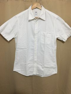 Uniqlo - Oxford Slim Fit Short Sleeve Button Down Polo (White)‼️
