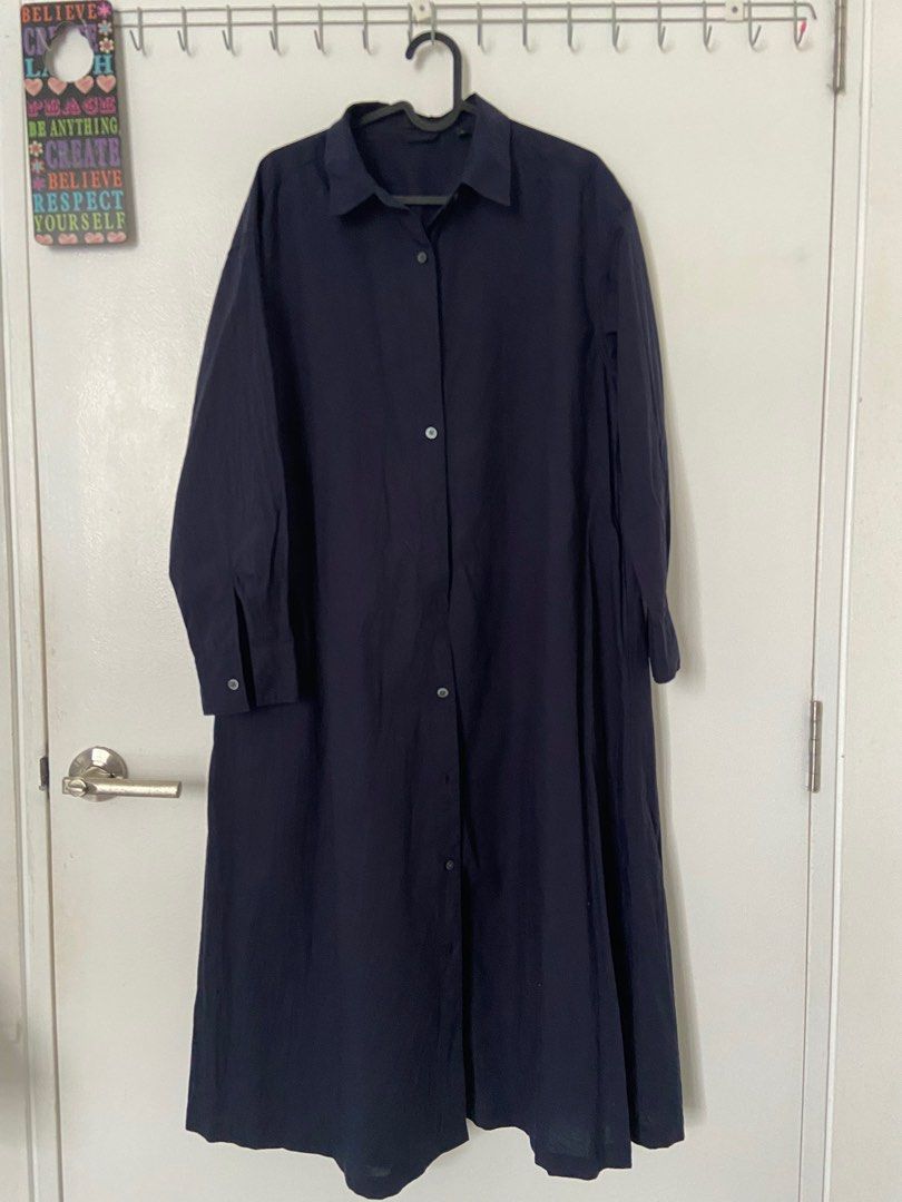 UNIQLO Cotton A Line Long Shirt Dress