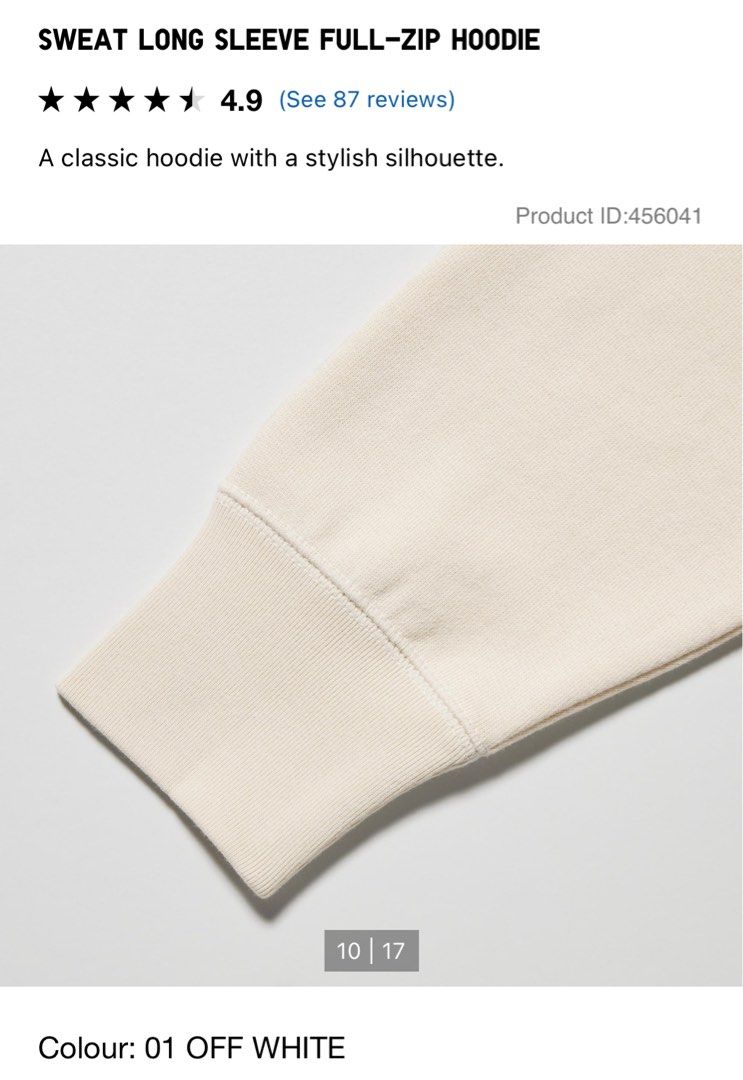 Uniqlo Sweat Long Sleeve Full Zip Hoodie Women s Fashion Coats