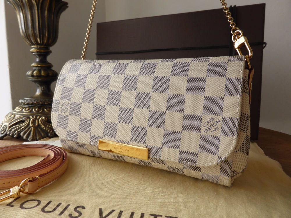 100% authentic brand new Louis Vuitton Favorite MM in damier azur