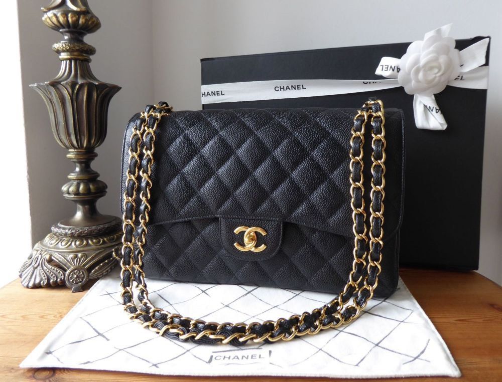 URGENT SALE LIKE NEW!!! Authentic Chanel Classic Flap Jumbo Black Caviar  GHW, Luxury, Bags & Wallets on Carousell