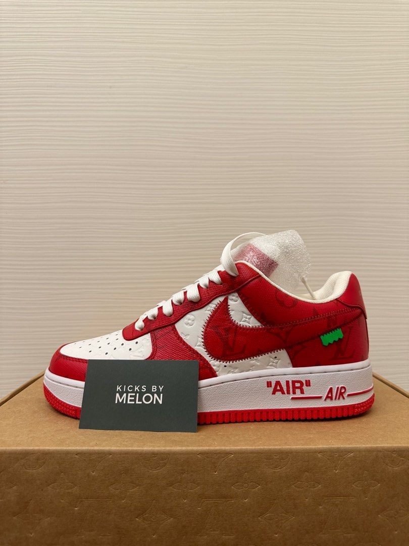 US 7.5) BNDS Louis Vuitton x Nike Air Force 1 Off White Virgil Abloh Red,  Men's Fashion, Footwear, Sneakers on Carousell