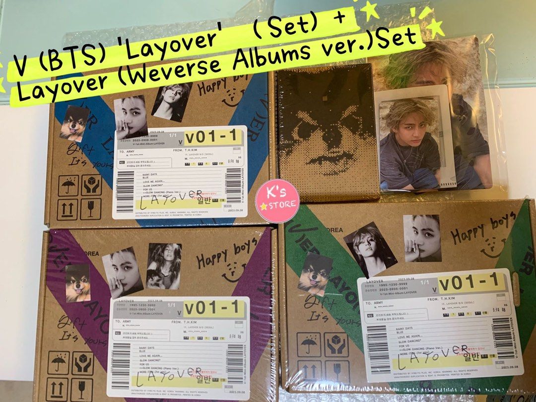 V (BTS) 'Layover' （Set) + Layover (Weverse Albums ver.)Set, 興趣及遊戲, 收藏品及紀念品,  韓流- Carousell