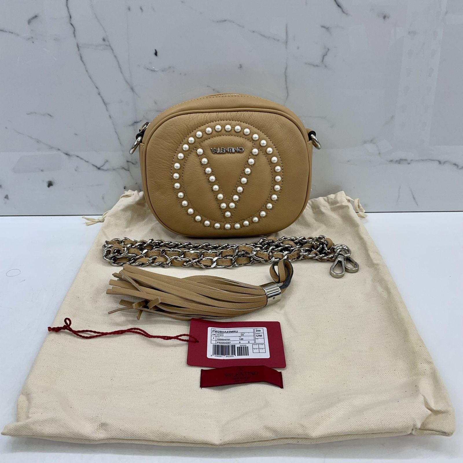 VALENTINO BROWN MARIO MIA ROCK CHAIN SHOULDER BAG 237030164 AL