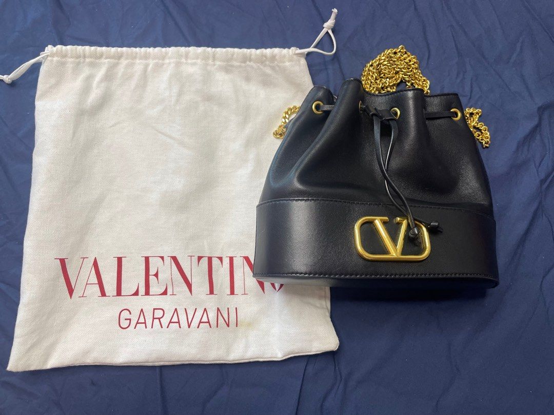 Valentino Mini Leather Signature Bucket Bag