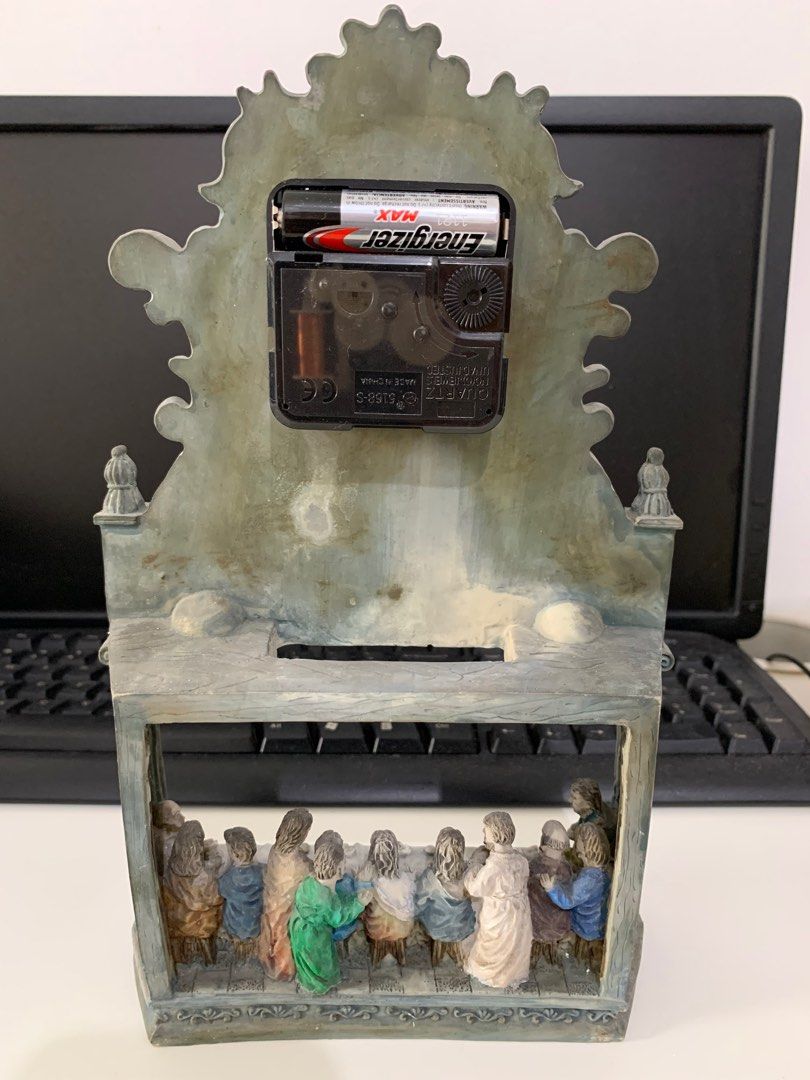 Vintage Table Clock (Category: Clocks) located in Caloocan City. Submitted by willsvintage (Listing ID 1200207966, Image 3). Description: Vintage table clock "The Last Supper"/Size: 10.5 inches height,6.5 inches lenght/Materials: Solid heavy resin/Working condition/Shipping via Lalamove,buyer shoulder's freight.