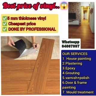 Vinyl installation Discount!!!Book today for 20% on all painting service, Cheapest painter & painting services,epoxy,grouting, plastering,anti mould,Nippon