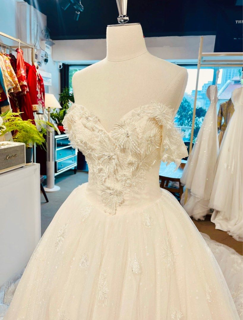 White floral online ball gown