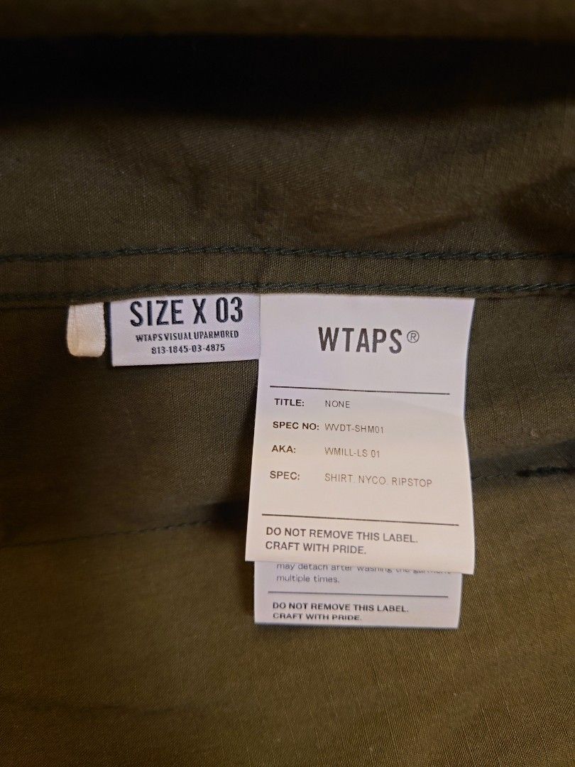 Wtaps WMILL LS-01 shirt OD軍綠色size 3, 男裝, 外套及戶外衣服