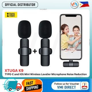 XTUGA K9 TYPE C and IOS Mini Wireless Lavalier Microphone Noise Reduction Live Selling Vlog Video VMI Direct