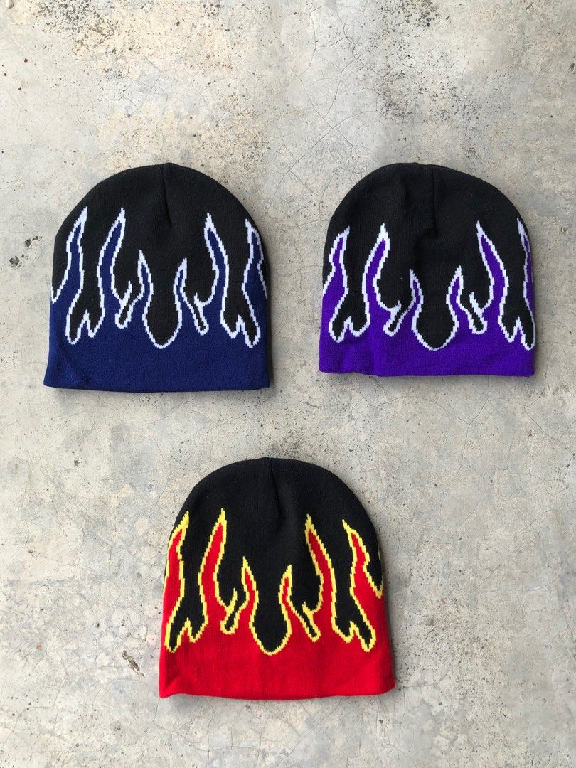 Y2K Flame Beanie, Men's Fashion, Watches & Accessories, Cap & Hats on ...