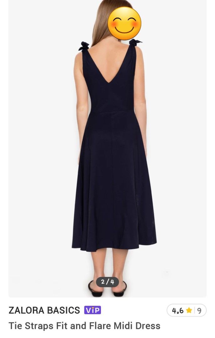 Zalora Tie Straps Fit and Flare Midi Dress