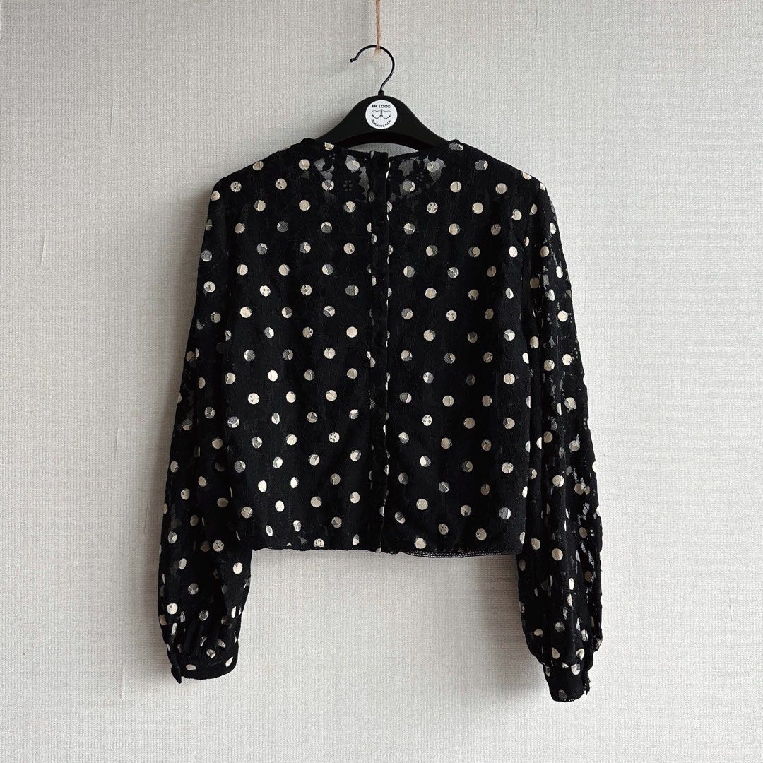 Zara Semi-Sheer Polka Dot Blouse  Polka dot blouse, Tops fall, Blouse