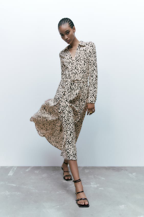 Zara leopard print midi 2025 dress