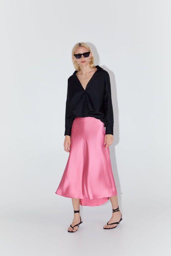 Satin finish skirt zara cheap