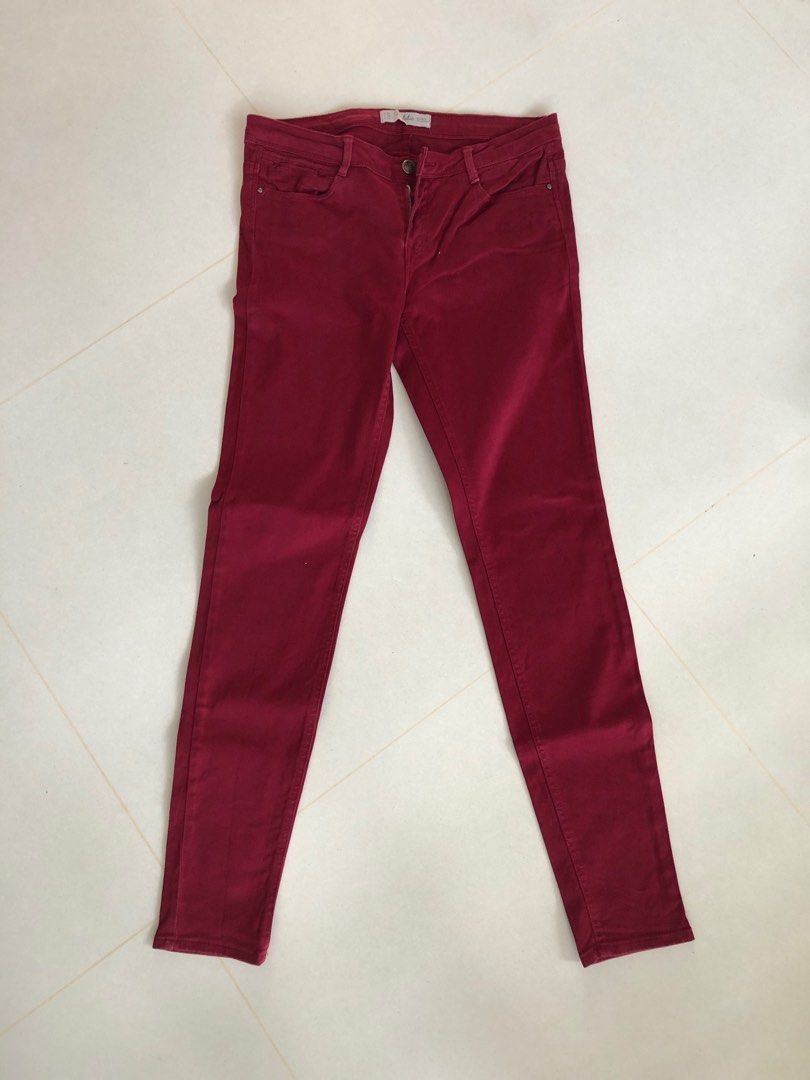 Red denim jeans, Women's Fashion, Bottoms, Jeans & Leggings on Carousell