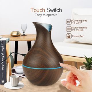 130ml 7LED Humidifier With Essential Oil Diffuser Aromatherapy Air Purifier Wood grain For Room