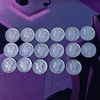 17 pieces MERCURY DIMES (AU)