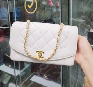 Buy Luxury Pre-Owned CHANEL White Caviar Diana Flap