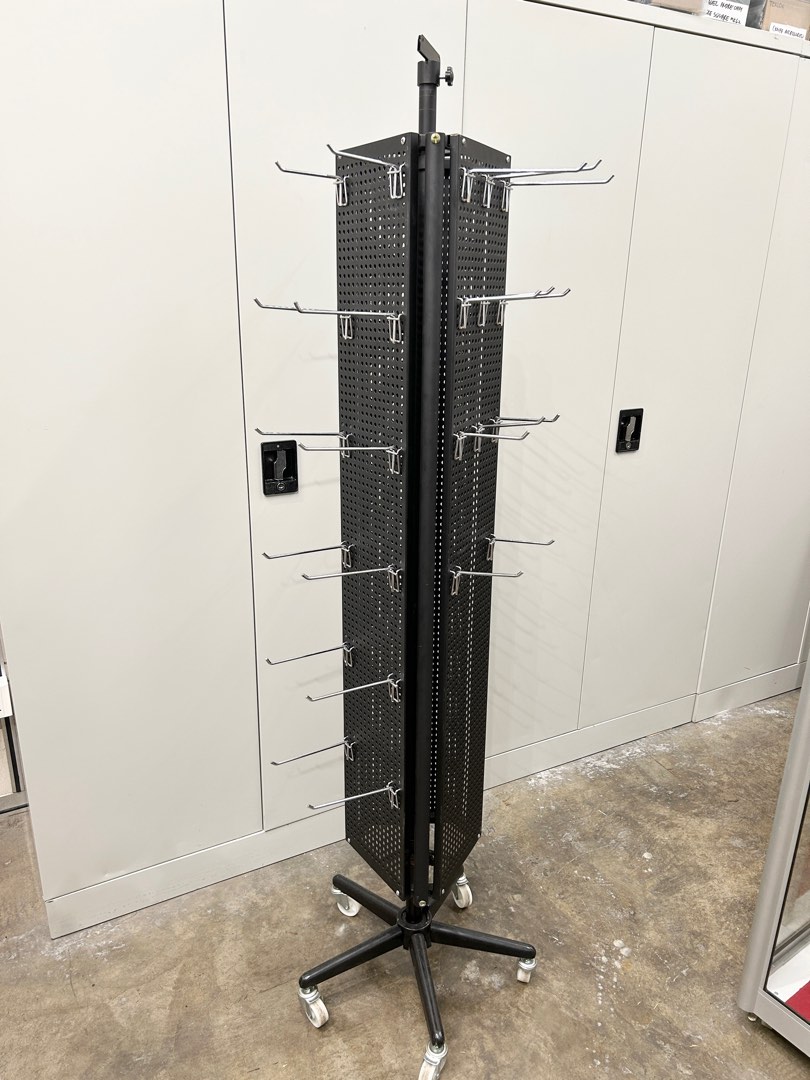 Exhibition Metal Pegboard Display Stand With Both Side Flag - Pegboard Stand And Display Racks Price
