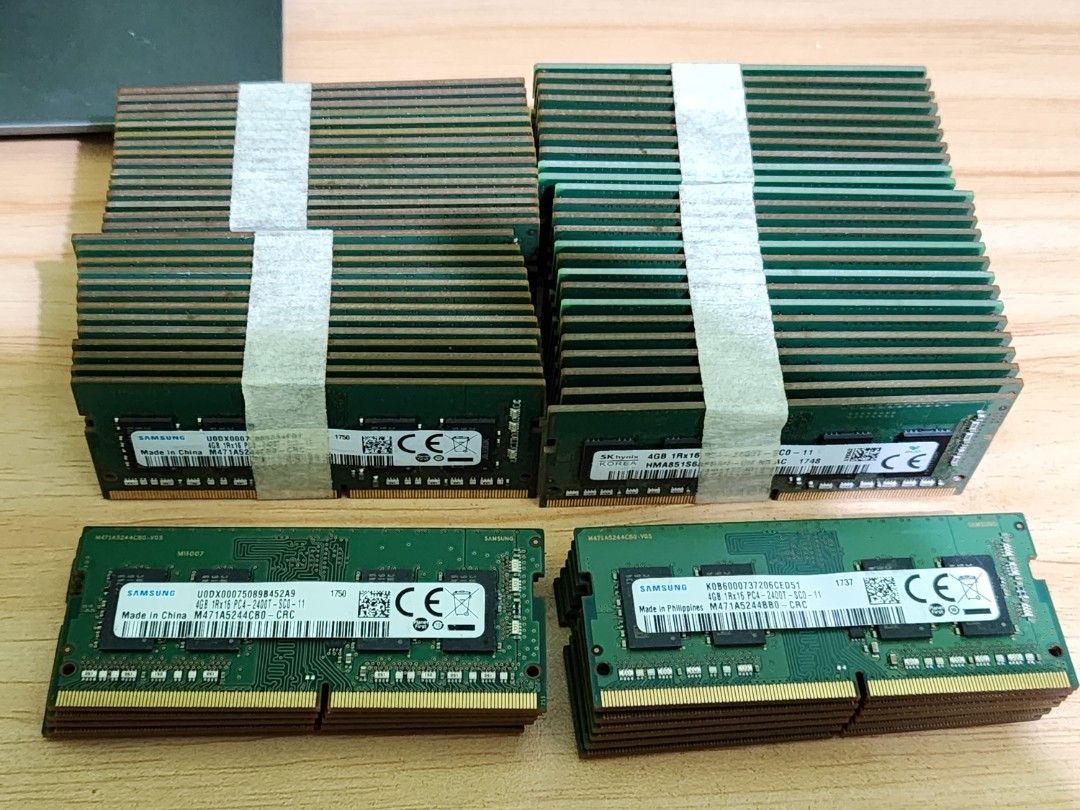 4GB DDR4 Laptop Memory Ram (Category: Computer Parts) located in Makati City. Submitted by john1215cruz (Listing ID 1256974436, Image 1). Description: Read First 78 pcs for take all 450 pesos if 10 pcs below 350 pesos if 20 pcs up 4GB DDR4 2400mhz (64 pcs) 4GB DDR4 3200mhz (14 pcs) Pick Up Makati Lalamove Gcash.
