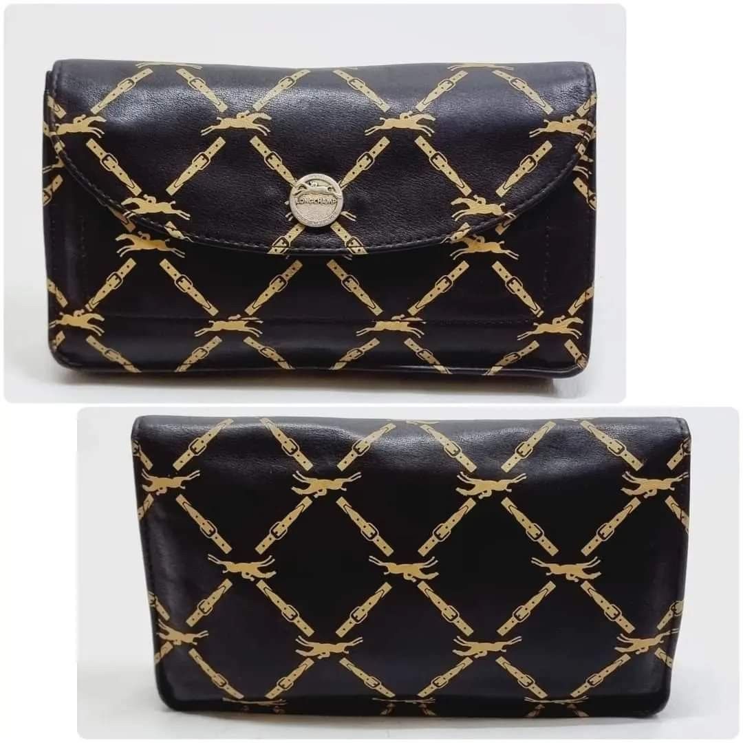 80's Vintage Longchamp brown nappa leather monogram pattern tote