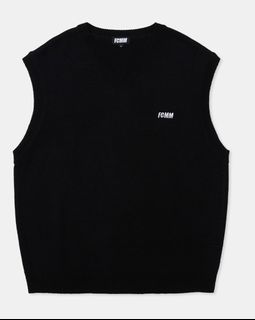 Korean FCMM Knit Vest Black Winter Clothing Men's Women's Unisex629785913184021118