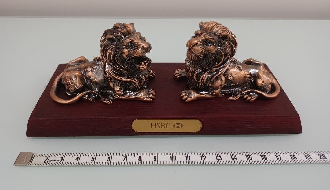 全新HSBC 滙豐銀行銅獅子一對, 興趣及遊戲, 收藏品及紀念品, 古董收藏