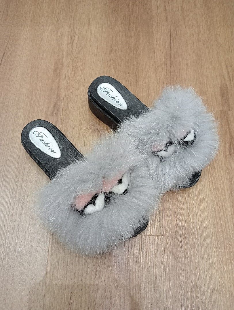Adidas fur slippers sales