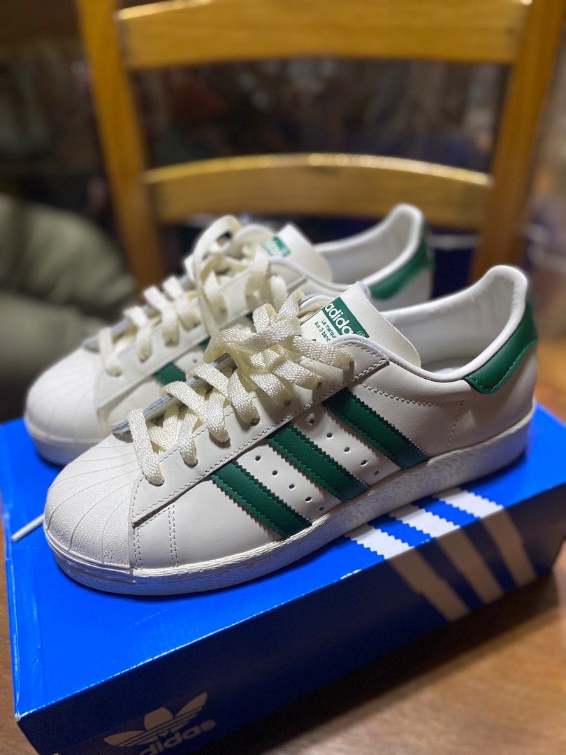 Adidas superstar green top suede