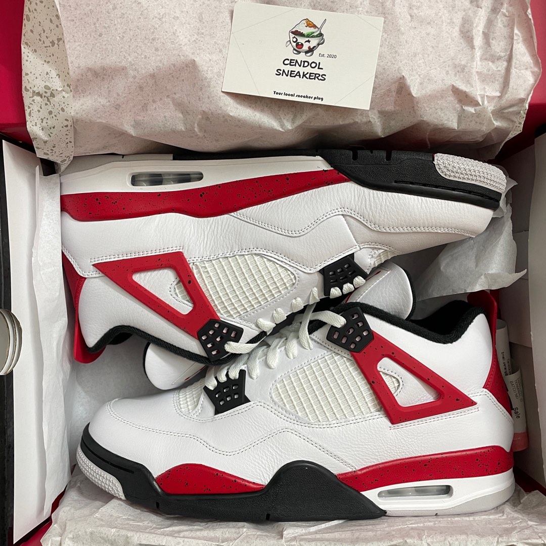 Air Jordan AJ 4 Red Cement Men s Fashion Footwear Sneakers on