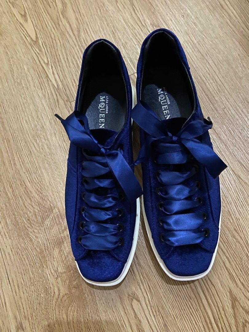 Alexander McQueen Blue Velvet Shoes Women s Fashion Footwear Sneakers on Carousell