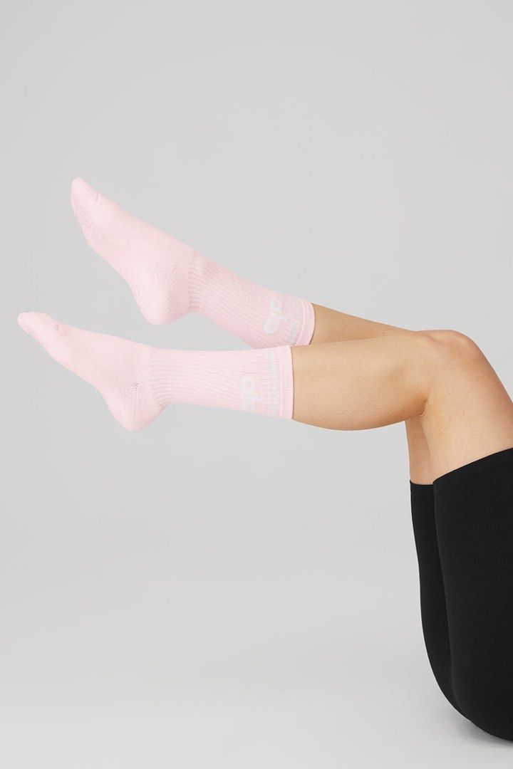 Women's Knee-High Throwback Barre Sock - Black/White