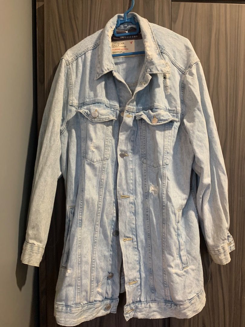 White jean jacket best sale american eagle