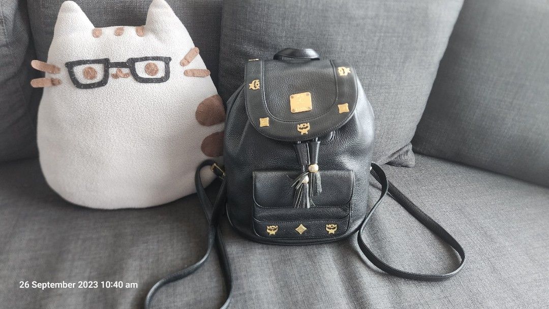 AUTHENTIC MCM SMALL SILVER/BLACK BACKPACK