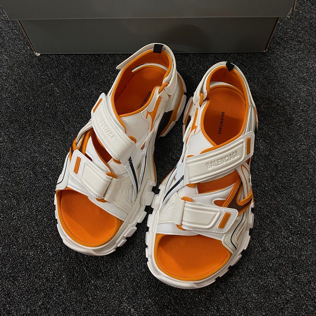 Balenciaga Track Sandal Orange White Eur41 Fit Uk7 8 Men s Fashion Footwear Sneakers on Carousell