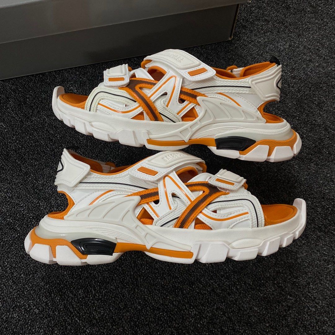 Balenciaga Track Sandal Orange White Eur41 Fit Uk7 8 Men s Fashion Footwear Sneakers on Carousell