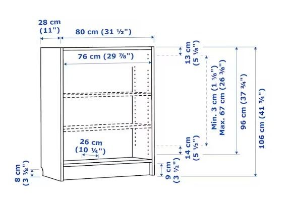 Billy bookcase sale dimensions