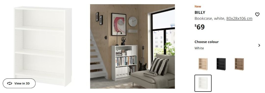 BILLY Bookcase white 80x28x106 cm Furniture Home Living