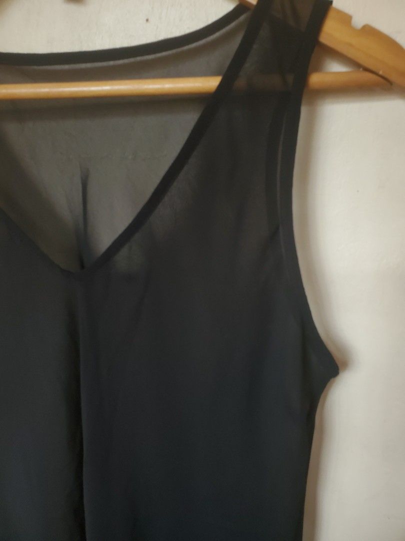 Black Satin Vneck Mini Dress (Category: Sleeveless) located in Taytay. Submitted by radthrift (Listing ID 1256900586, Image 2). Description: preloved adorments only worn a few times still in a good condition. fits asian size small to medium Photos are provided to show you the condition of the item. length 33 inches width 21 inches rfs: change wardobe.