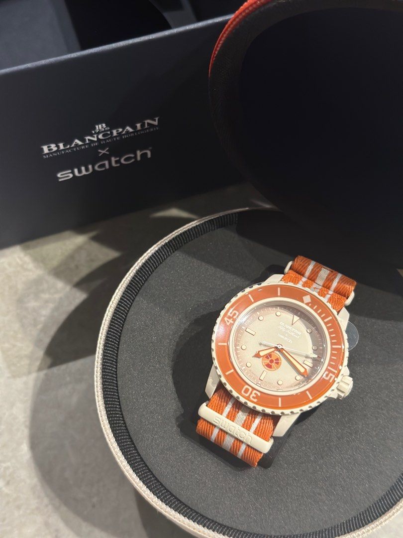blancpain x swatch Arctic Ocean orange, 名牌, 手錶- Carousell