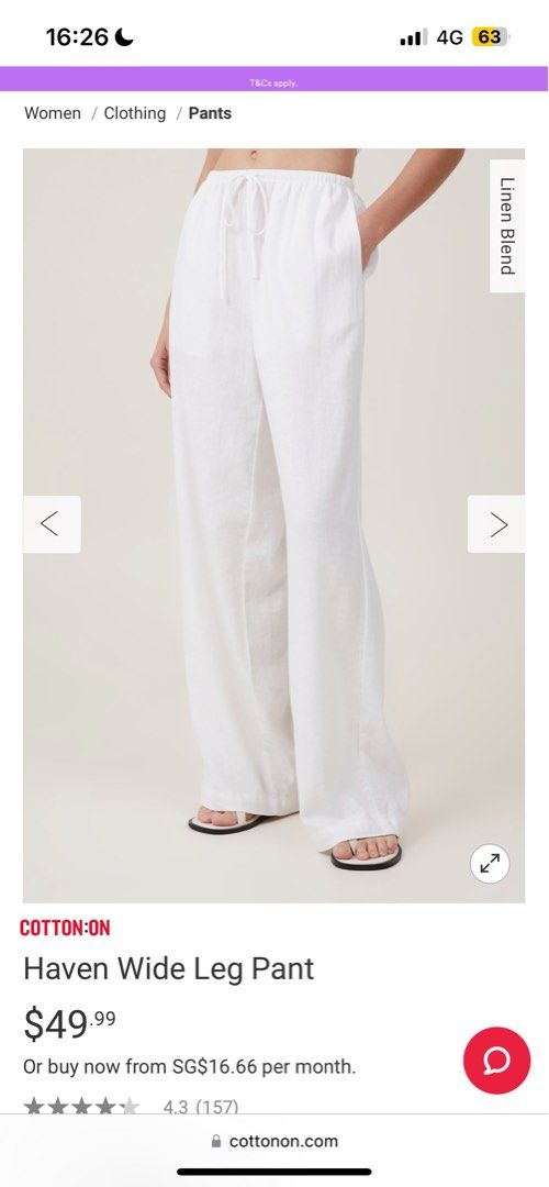 White cotton store wide leg pants