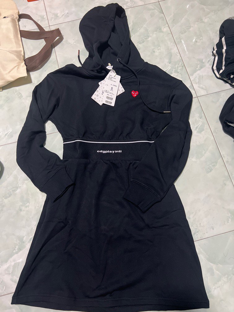Bnwt cdg play black Hoodie dress S retail bought 229 Women s