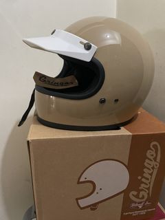 Brand New Biltwell Gringo Coyote Tan ECE X-Large With White Moto Visor and Extra Cheek Pads